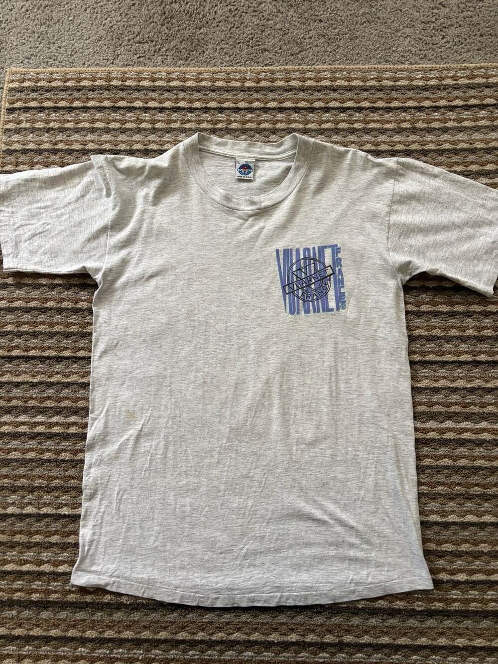 Vintage Vuarnet France T-Shirt Size L Gray Graphic Tee